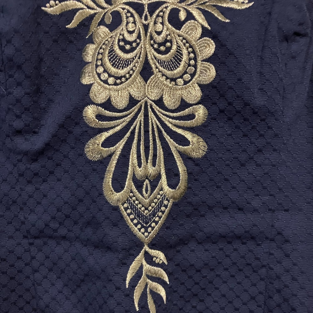 Lilly Pulitzer Demi Dress Strapless Blue With Gold Embroidery Size 8 - Picture 2 of 4
